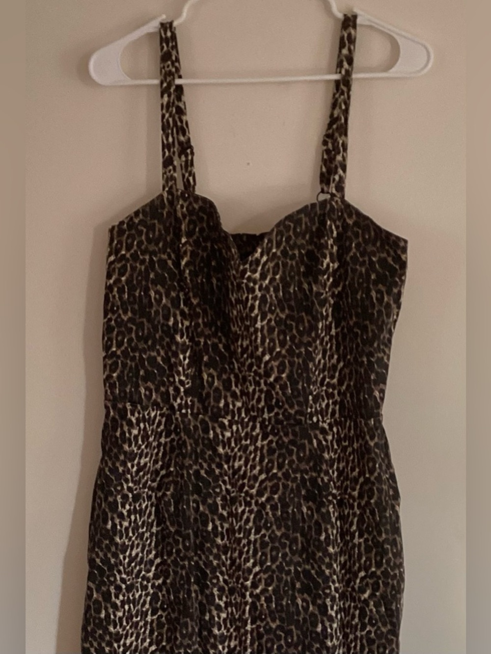 Vixen by Micheline Pitt Sweetheart Woven Wiggle Dress Leopard Print Size XL - Picture 4 of 8